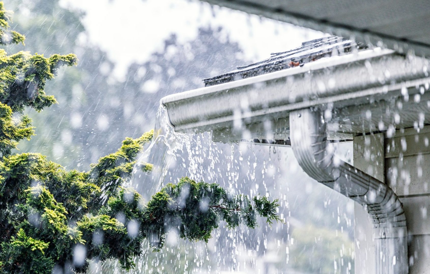 Rain covering building.
