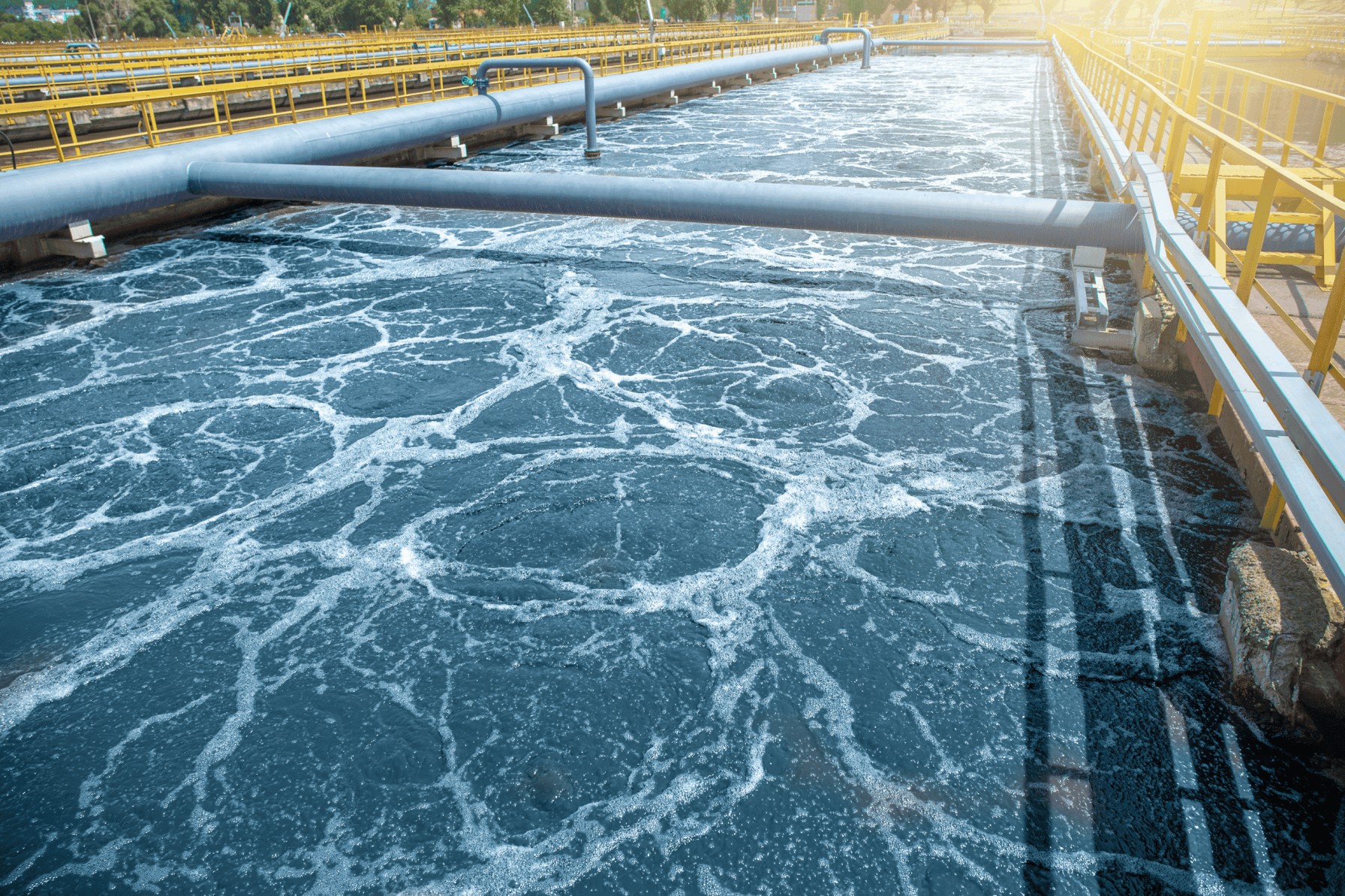 water flowing in a water processing unit