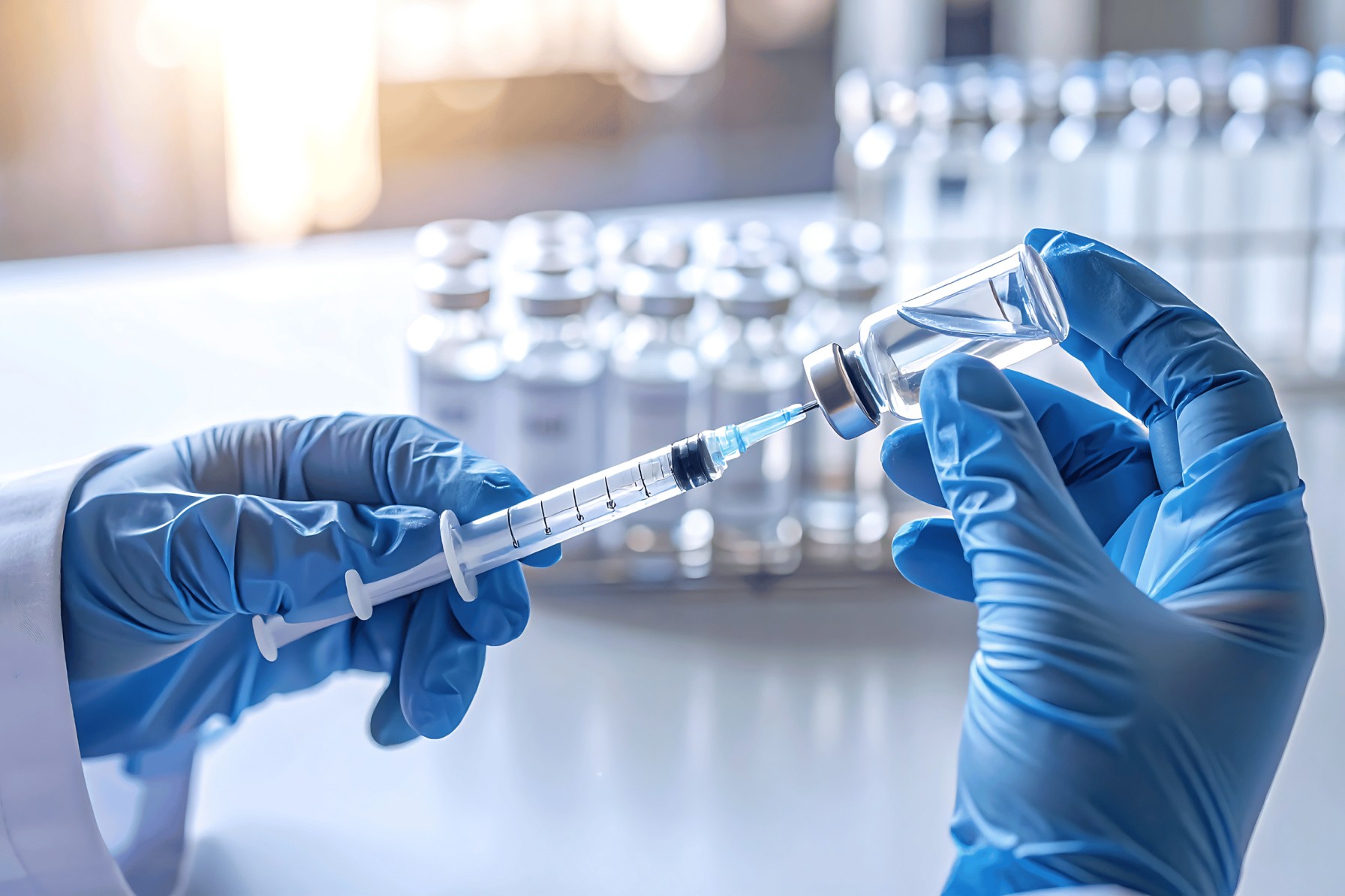 gloved hand injecting parenteral