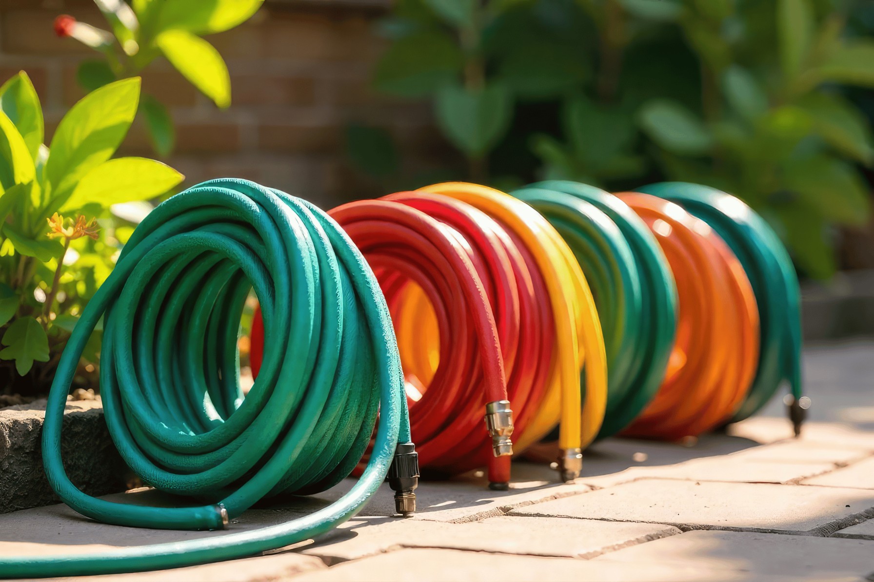 bunch of multi colour hoses
