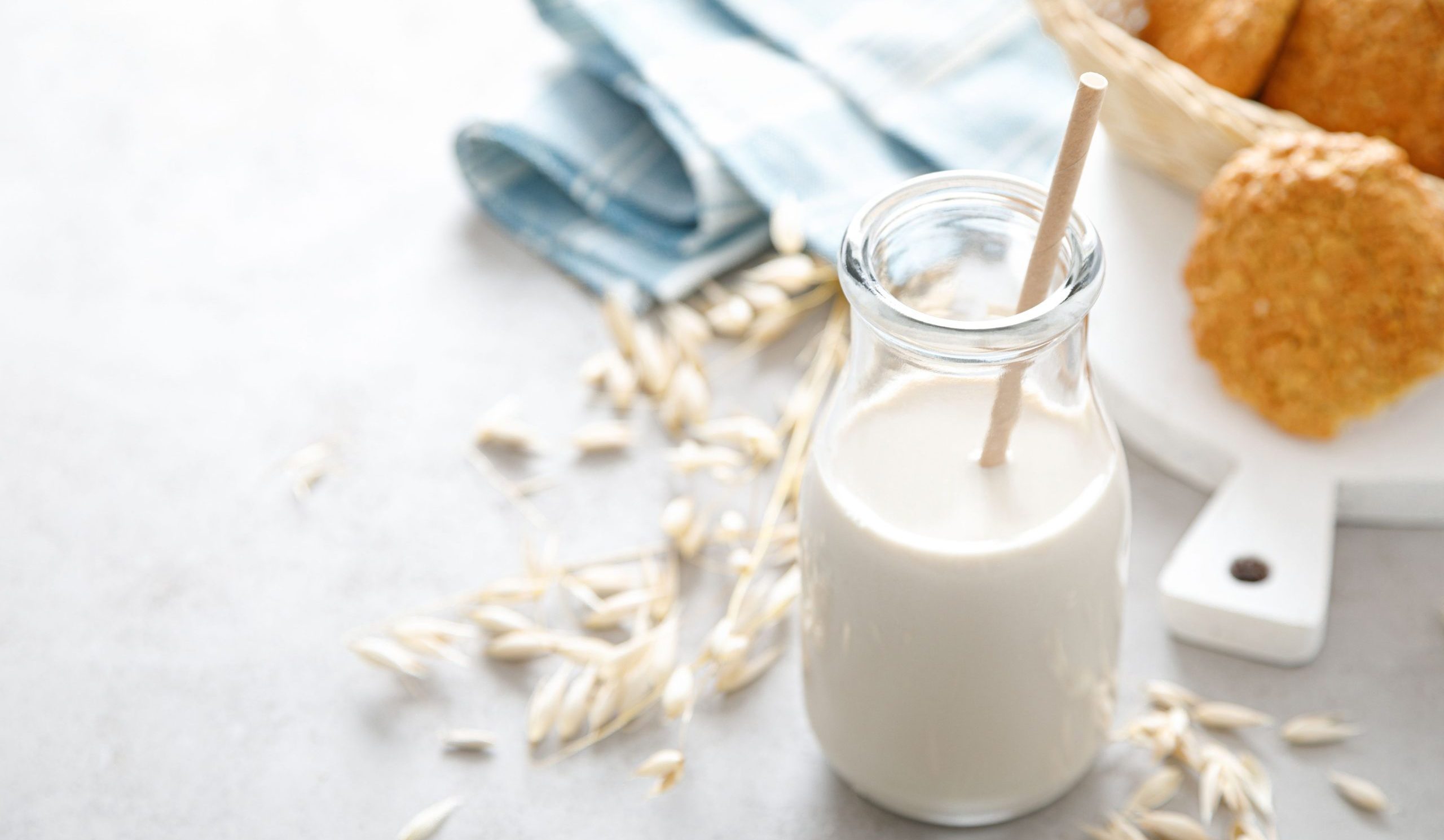 Oat milk. Delicious and healthy vegetarian alternative milk drink. Non-dairy milk.